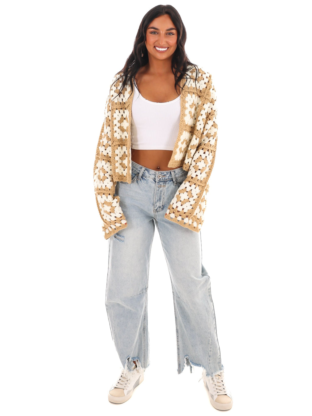 Petal Patch Crochet Cardigan